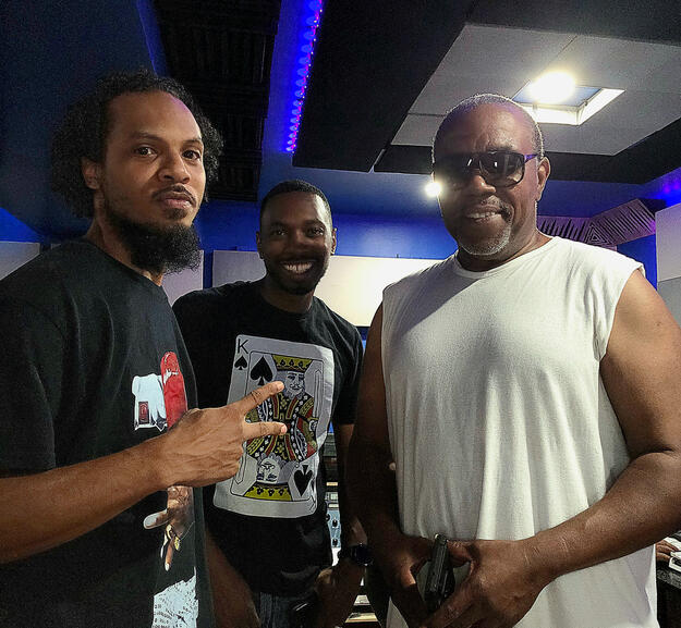 In the studio with family